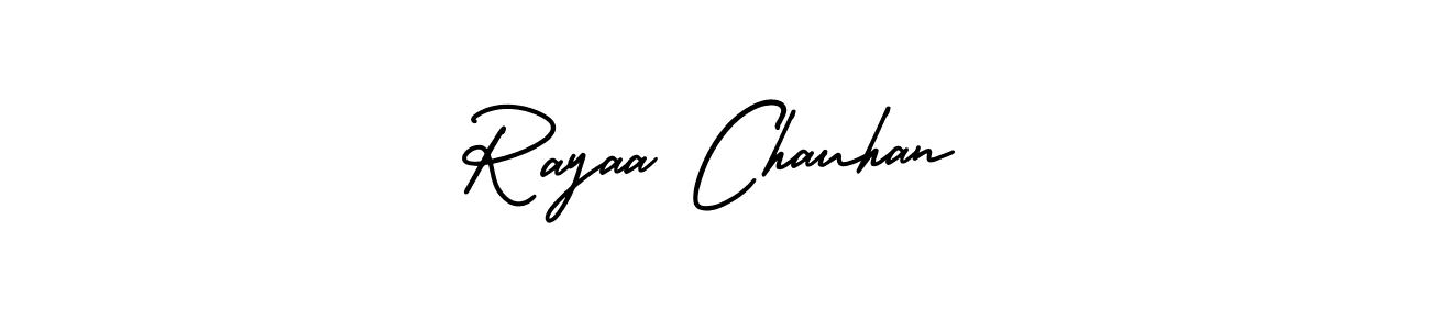 You should practise on your own different ways (AmerikaSignatureDemo-Regular) to write your name (Rayaa Chauhan) in signature. don't let someone else do it for you. Rayaa Chauhan signature style 3 images and pictures png
