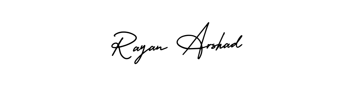 Make a short Rayan Arshad signature style. Manage your documents anywhere anytime using AmerikaSignatureDemo-Regular. Create and add eSignatures, submit forms, share and send files easily. Rayan Arshad signature style 3 images and pictures png