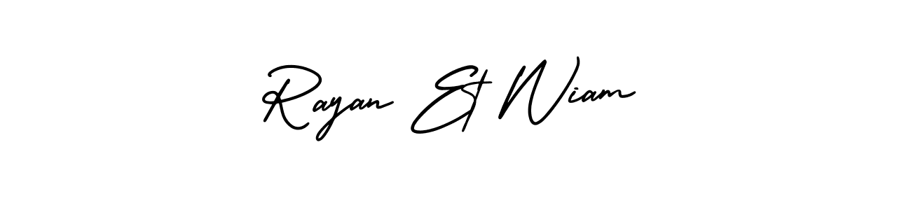 This is the best signature style for the Rayan Et Wiam name. Also you like these signature font (AmerikaSignatureDemo-Regular). Mix name signature. Rayan Et Wiam signature style 3 images and pictures png