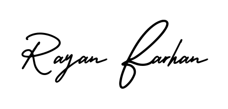 Download transparent PNG signature for name Rayan Farhan styled with AmerikaSignatureDemo-Regular font. Ready to paste directly into PDF and Word agreements. Rayan Farhan signature style 3 images and pictures png