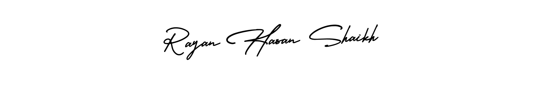 It looks lik you need a new signature style for name Rayan Hasan Shaikh. Design unique handwritten (AmerikaSignatureDemo-Regular) signature with our free signature maker in just a few clicks. Rayan Hasan Shaikh signature style 3 images and pictures png
