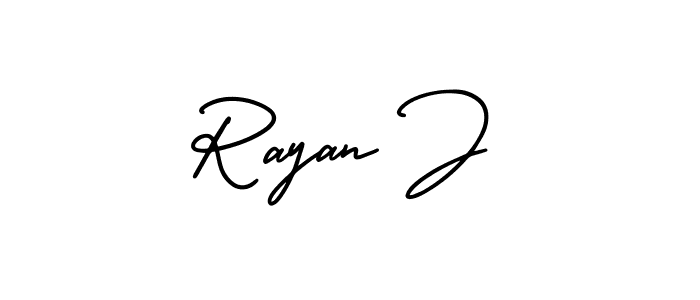 It looks lik you need a new signature style for name Rayan J. Design unique handwritten (AmerikaSignatureDemo-Regular) signature with our free signature maker in just a few clicks. Rayan J signature style 3 images and pictures png