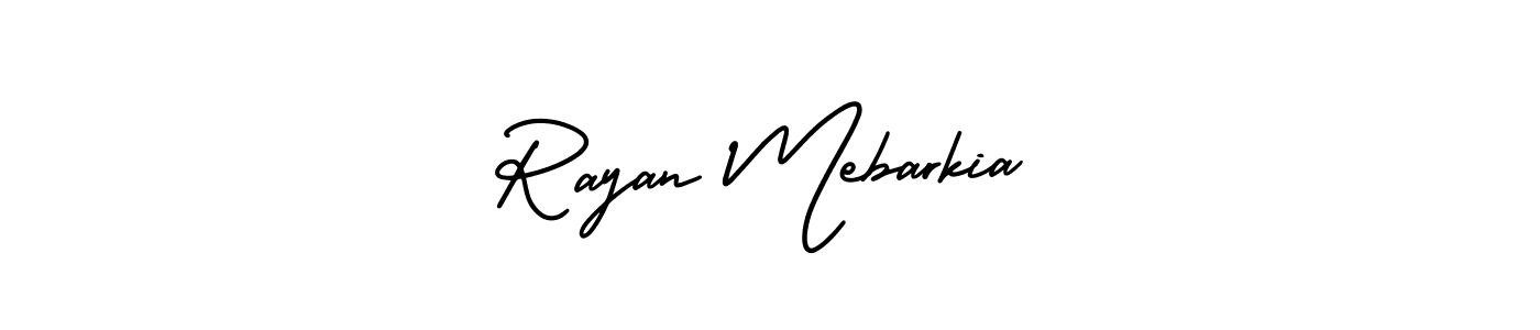 if you are searching for the best signature style for your name Rayan Mebarkia. so please give up your signature search. here we have designed multiple signature styles  using AmerikaSignatureDemo-Regular. Rayan Mebarkia signature style 3 images and pictures png