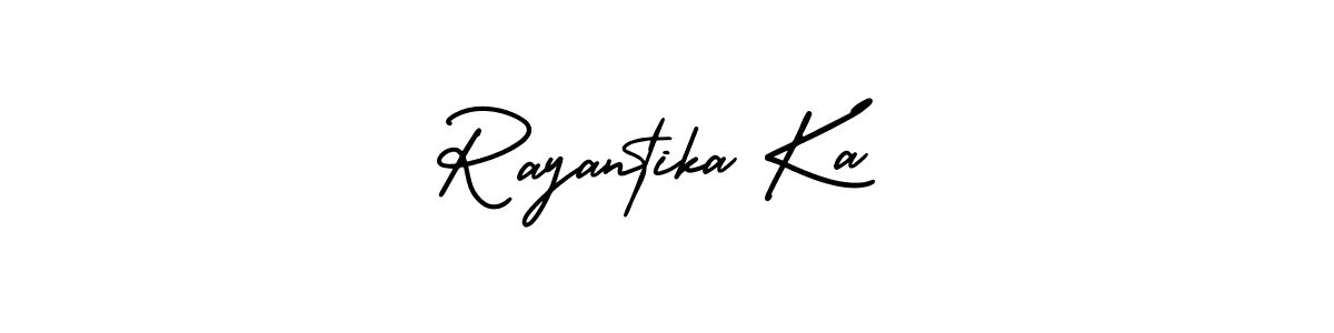 The best way (AmerikaSignatureDemo-Regular) to make a short signature is to pick only two or three words in your name. The name Rayantika Ka include a total of six letters. For converting this name. Rayantika Ka signature style 3 images and pictures png