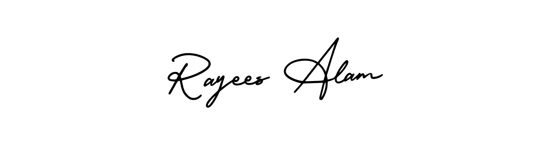 This is the best signature style for the Rayees Alam name. Also you like these signature font (AmerikaSignatureDemo-Regular). Mix name signature. Rayees Alam signature style 3 images and pictures png