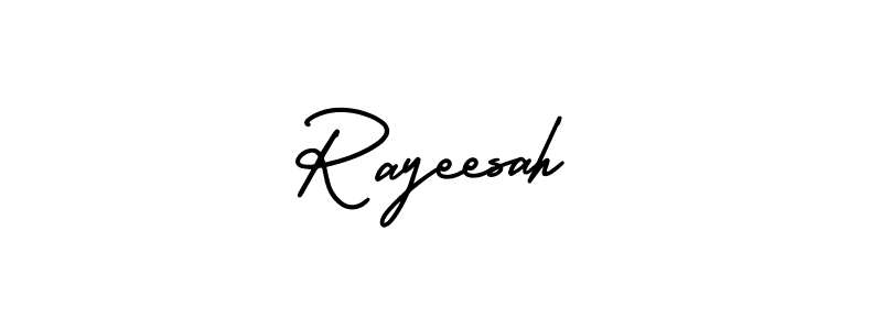 The best way (AmerikaSignatureDemo-Regular) to make a short signature is to pick only two or three words in your name. The name Rayeesah include a total of six letters. For converting this name. Rayeesah signature style 3 images and pictures png