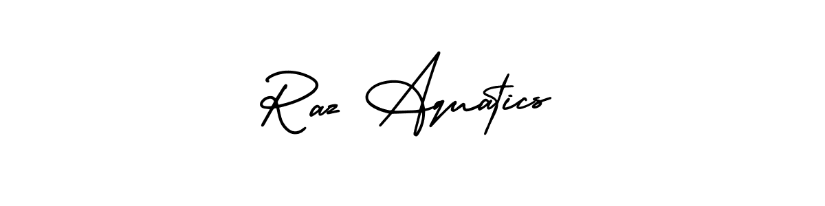 You should practise on your own different ways (AmerikaSignatureDemo-Regular) to write your name (Raz Aquatics) in signature. don't let someone else do it for you. Raz Aquatics signature style 3 images and pictures png