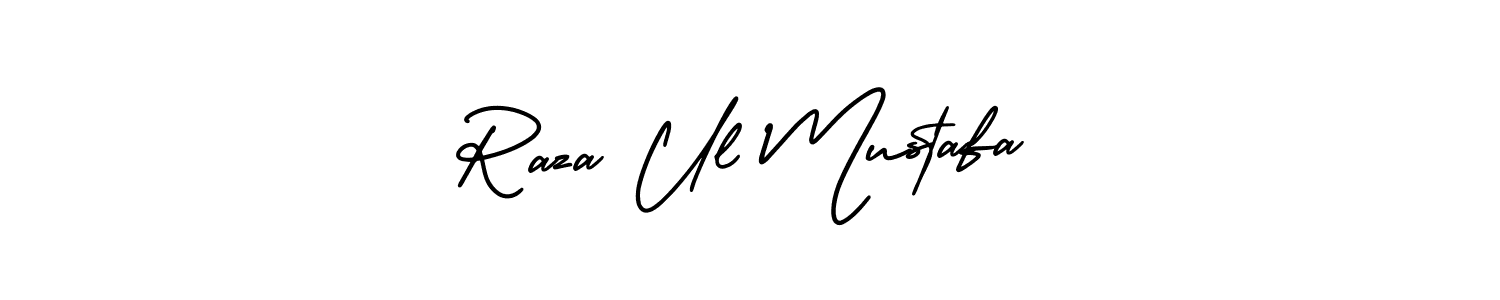 The best way (AmerikaSignatureDemo-Regular) to make a short signature is to pick only two or three words in your name. The name Raza Ul Mustafa include a total of six letters. For converting this name. Raza Ul Mustafa signature style 3 images and pictures png