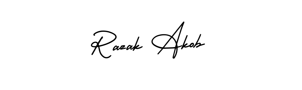 Similarly AmerikaSignatureDemo-Regular is the best handwritten signature design. Signature creator online .You can use it as an online autograph creator for name Razak Akob. Razak Akob signature style 3 images and pictures png