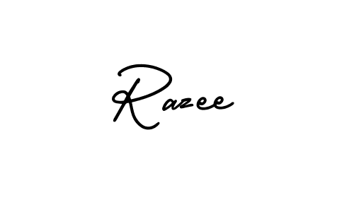 The best way (AmerikaSignatureDemo-Regular) to make a short signature is to pick only two or three words in your name. The name Razee include a total of six letters. For converting this name. Razee signature style 3 images and pictures png