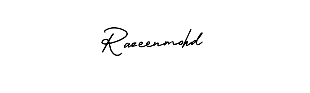 How to make Razeenmohd name signature. Use AmerikaSignatureDemo-Regular style for creating short signs online. This is the latest handwritten sign. Razeenmohd signature style 3 images and pictures png