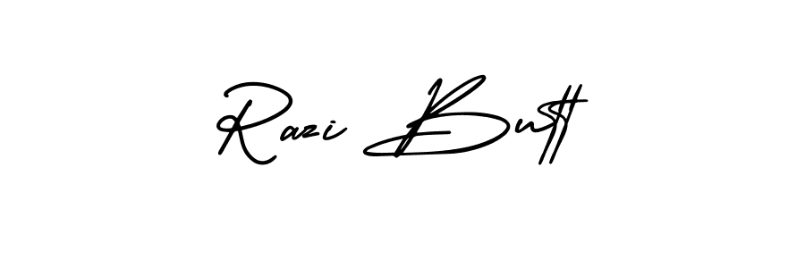 How to make Razi Butt name signature. Use AmerikaSignatureDemo-Regular style for creating short signs online. This is the latest handwritten sign. Razi Butt signature style 3 images and pictures png