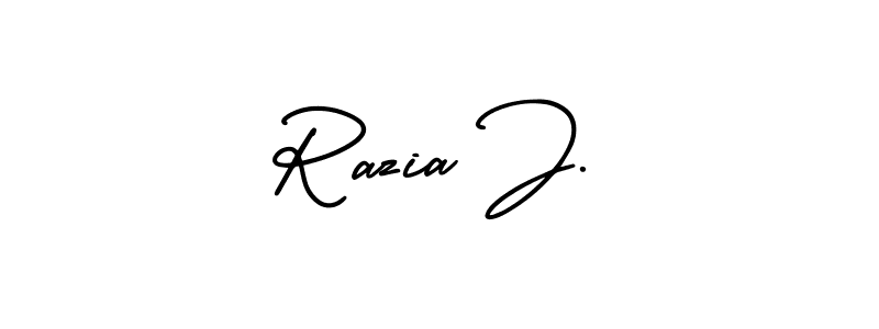 How to make Razia J. signature? AmerikaSignatureDemo-Regular is a professional autograph style. Create handwritten signature for Razia J. name. Razia J. signature style 3 images and pictures png