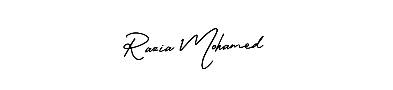 This is the best signature style for the Razia Mohamed name. Also you like these signature font (AmerikaSignatureDemo-Regular). Mix name signature. Razia Mohamed signature style 3 images and pictures png