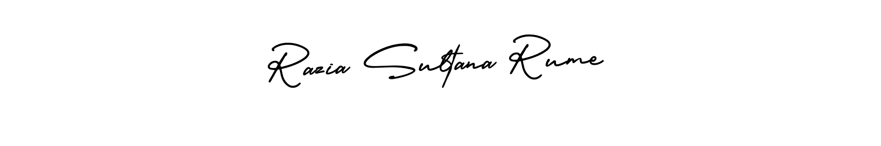 Use a signature maker to create a handwritten signature online. With this signature software, you can design (AmerikaSignatureDemo-Regular) your own signature for name Razia Sultana Rume. Razia Sultana Rume signature style 3 images and pictures png