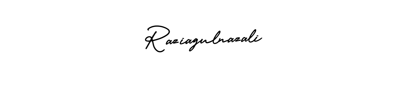 AmerikaSignatureDemo-Regular is a professional signature style that is perfect for those who want to add a touch of class to their signature. It is also a great choice for those who want to make their signature more unique. Get Raziagulnazali name to fancy signature for free. Raziagulnazali signature style 3 images and pictures png