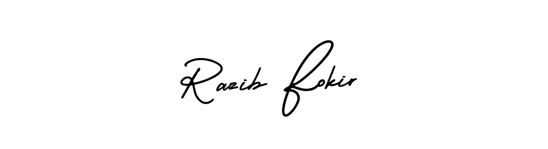 How to make Razib Fokir name signature. Use AmerikaSignatureDemo-Regular style for creating short signs online. This is the latest handwritten sign. Razib Fokir signature style 3 images and pictures png