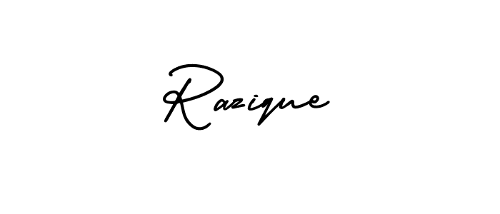 You should practise on your own different ways (AmerikaSignatureDemo-Regular) to write your name (Razique) in signature. don't let someone else do it for you. Razique signature style 3 images and pictures png