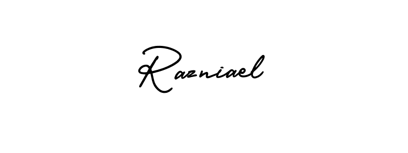 How to Draw Razniael signature style? AmerikaSignatureDemo-Regular is a latest design signature styles for name Razniael. Razniael signature style 3 images and pictures png