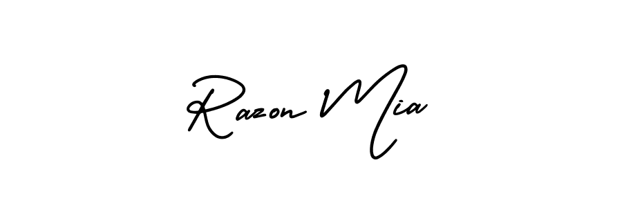 if you are searching for the best signature style for your name Razon Mia. so please give up your signature search. here we have designed multiple signature styles  using AmerikaSignatureDemo-Regular. Razon Mia signature style 3 images and pictures png