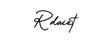 Transform the name Rdaiet into a signature masterpiece using AmerikaSignatureDemo-Regular font. Ideal for photographers, artists, and creators looking for watermarks. Rdaiet signature style 3 images and pictures png
