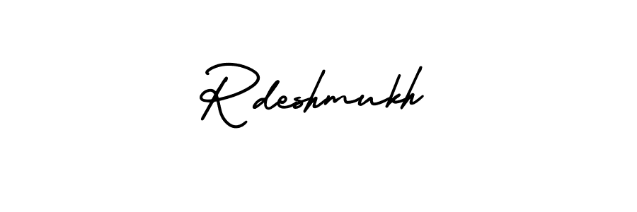 The best way (AmerikaSignatureDemo-Regular) to make a short signature is to pick only two or three words in your name. The name Rdeshmukh include a total of six letters. For converting this name. Rdeshmukh signature style 3 images and pictures png