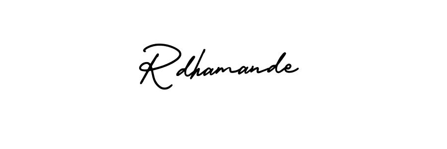 You should practise on your own different ways (AmerikaSignatureDemo-Regular) to write your name (Rdhamande) in signature. don't let someone else do it for you. Rdhamande signature style 3 images and pictures png
