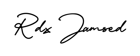 The AmerikaSignatureDemo-Regular font transforms the name Rdx Jamsed into an executive sign with sharp precision and distinguished character. Rdx Jamsed signature style 3 images and pictures png