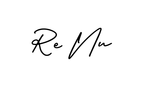 The best way (AmerikaSignatureDemo-Regular) to make a short signature is to pick only two or three words in your name. The name Re Nu include a total of six letters. For converting this name. Re Nu signature style 3 images and pictures png