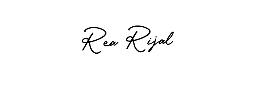 The best way (AmerikaSignatureDemo-Regular) to make a short signature is to pick only two or three words in your name. The name Rea Rijal include a total of six letters. For converting this name. Rea Rijal signature style 3 images and pictures png