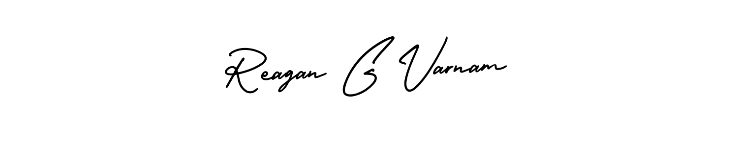The best way (AmerikaSignatureDemo-Regular) to make a short signature is to pick only two or three words in your name. The name Reagan G Varnam include a total of six letters. For converting this name. Reagan G Varnam signature style 3 images and pictures png