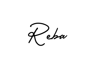 Design your own signature with our free online signature maker. With this signature software, you can create a handwritten (AmerikaSignatureDemo-Regular) signature for name Reba. Reba signature style 3 images and pictures png