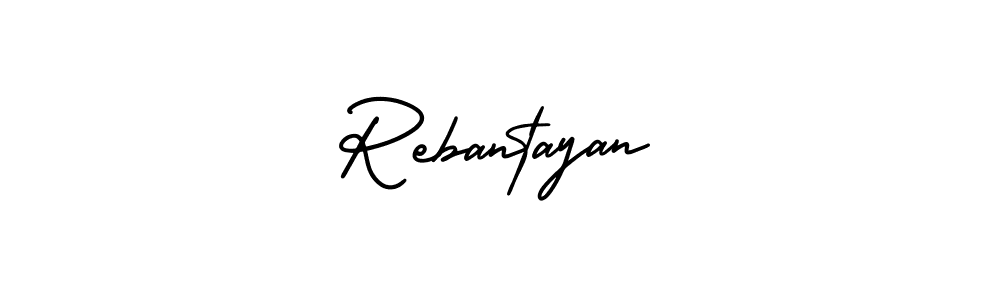 Rebantayan stylish signature style. Best Handwritten Sign (AmerikaSignatureDemo-Regular) for my name. Handwritten Signature Collection Ideas for my name Rebantayan. Rebantayan signature style 3 images and pictures png