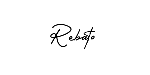 How to make Rebato name signature. Use AmerikaSignatureDemo-Regular style for creating short signs online. This is the latest handwritten sign. Rebato signature style 3 images and pictures png