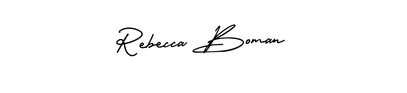 The best way (AmerikaSignatureDemo-Regular) to make a short signature is to pick only two or three words in your name. The name Rebecca Boman include a total of six letters. For converting this name. Rebecca Boman signature style 3 images and pictures png