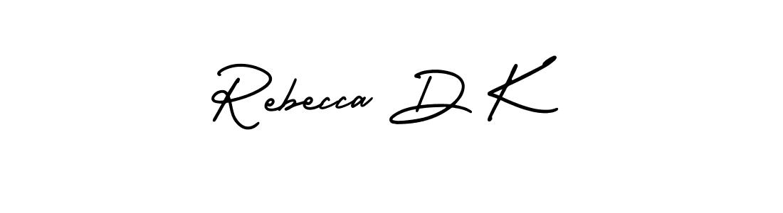How to make Rebecca D K name signature. Use AmerikaSignatureDemo-Regular style for creating short signs online. This is the latest handwritten sign. Rebecca D K signature style 3 images and pictures png
