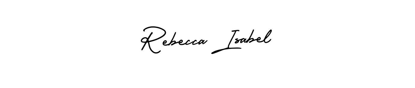You should practise on your own different ways (AmerikaSignatureDemo-Regular) to write your name (Rebecca Isabel) in signature. don't let someone else do it for you. Rebecca Isabel signature style 3 images and pictures png