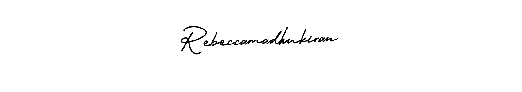 if you are searching for the best signature style for your name Rebeccamadhukiran. so please give up your signature search. here we have designed multiple signature styles  using AmerikaSignatureDemo-Regular. Rebeccamadhukiran signature style 3 images and pictures png