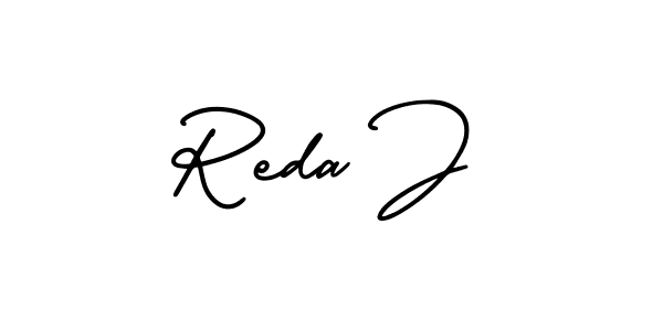 This is the best signature style for the Reda J name. Also you like these signature font (AmerikaSignatureDemo-Regular). Mix name signature. Reda J signature style 3 images and pictures png