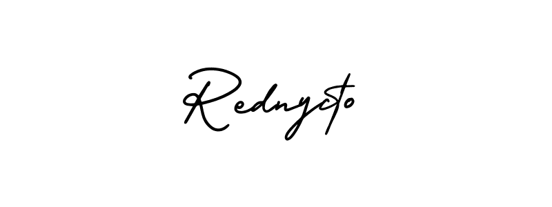 How to make Rednycto name signature. Use AmerikaSignatureDemo-Regular style for creating short signs online. This is the latest handwritten sign. Rednycto signature style 3 images and pictures png