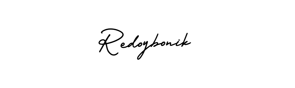 You should practise on your own different ways (AmerikaSignatureDemo-Regular) to write your name (Redoybonik) in signature. don't let someone else do it for you. Redoybonik signature style 3 images and pictures png
