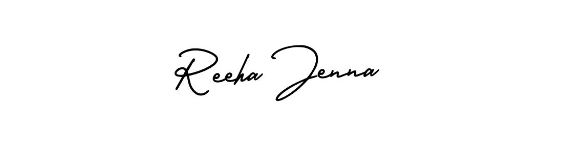 The best way (AmerikaSignatureDemo-Regular) to make a short signature is to pick only two or three words in your name. The name Reeha Jenna include a total of six letters. For converting this name. Reeha Jenna signature style 3 images and pictures png