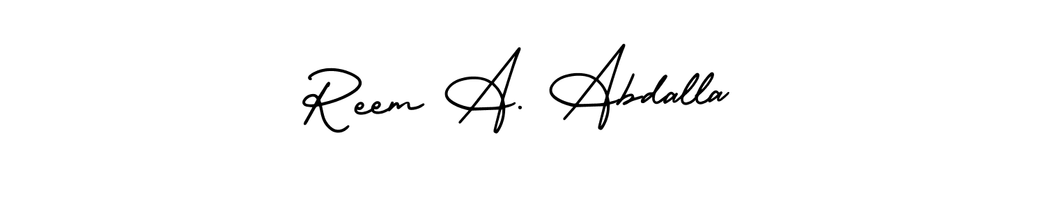 Create a beautiful signature design for name Reem A. Abdalla. With this signature (AmerikaSignatureDemo-Regular) fonts, you can make a handwritten signature for free. Reem A. Abdalla signature style 3 images and pictures png