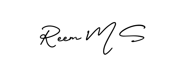 if you are searching for the best signature style for your name Reem M S. so please give up your signature search. here we have designed multiple signature styles  using AmerikaSignatureDemo-Regular. Reem M S signature style 3 images and pictures png