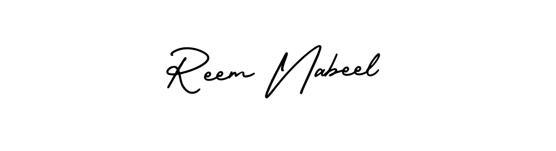 Reem Nabeel stylish signature style. Best Handwritten Sign (AmerikaSignatureDemo-Regular) for my name. Handwritten Signature Collection Ideas for my name Reem Nabeel. Reem Nabeel signature style 3 images and pictures png