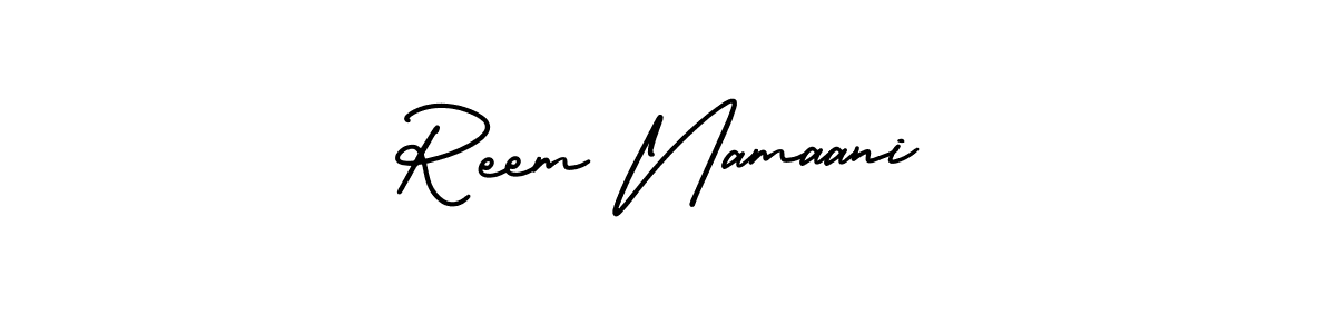 It looks lik you need a new signature style for name Reem Namaani. Design unique handwritten (AmerikaSignatureDemo-Regular) signature with our free signature maker in just a few clicks. Reem Namaani signature style 3 images and pictures png