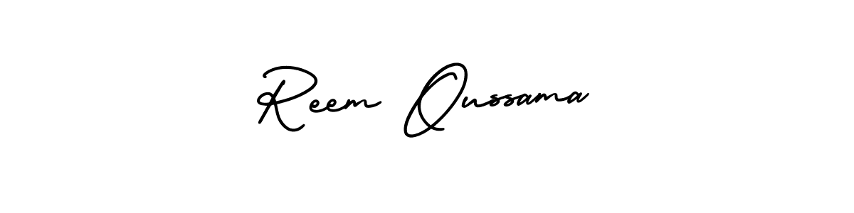 This is the best signature style for the Reem Oussama name. Also you like these signature font (AmerikaSignatureDemo-Regular). Mix name signature. Reem Oussama signature style 3 images and pictures png