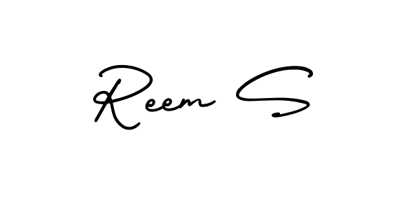 This is the best signature style for the Reem S name. Also you like these signature font (AmerikaSignatureDemo-Regular). Mix name signature. Reem S signature style 3 images and pictures png