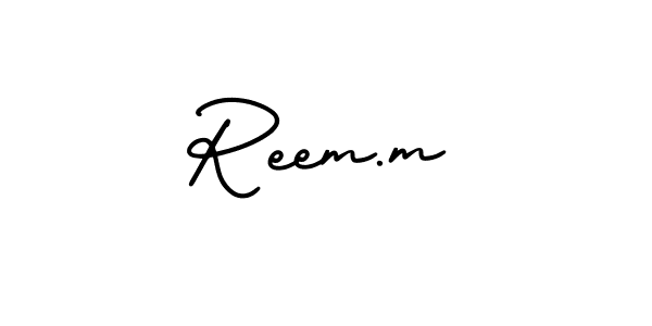 How to make Reem.m name signature. Use AmerikaSignatureDemo-Regular style for creating short signs online. This is the latest handwritten sign. Reem.m signature style 3 images and pictures png