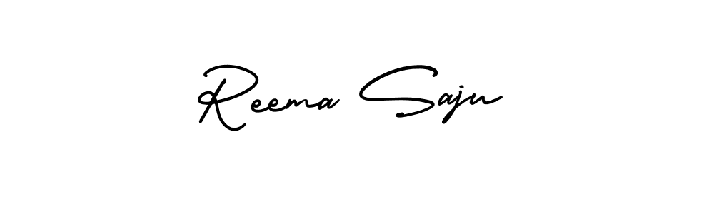 This is the best signature style for the Reema Saju name. Also you like these signature font (AmerikaSignatureDemo-Regular). Mix name signature. Reema Saju signature style 3 images and pictures png